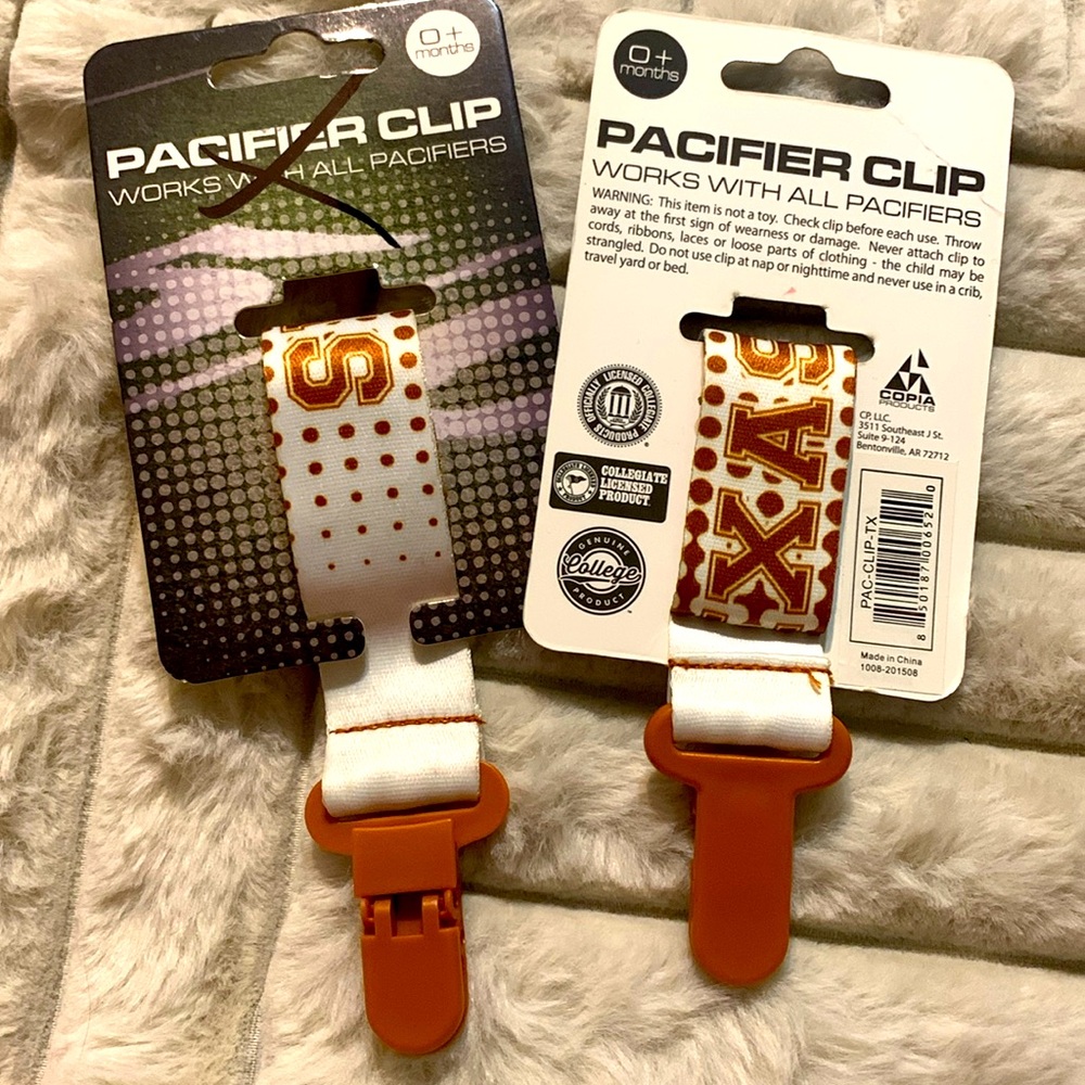 Texas longhorns pacifier clip.